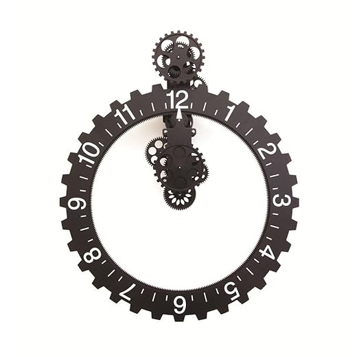 Kikkerland Big Wheel Hour Wall Clock, Black product image