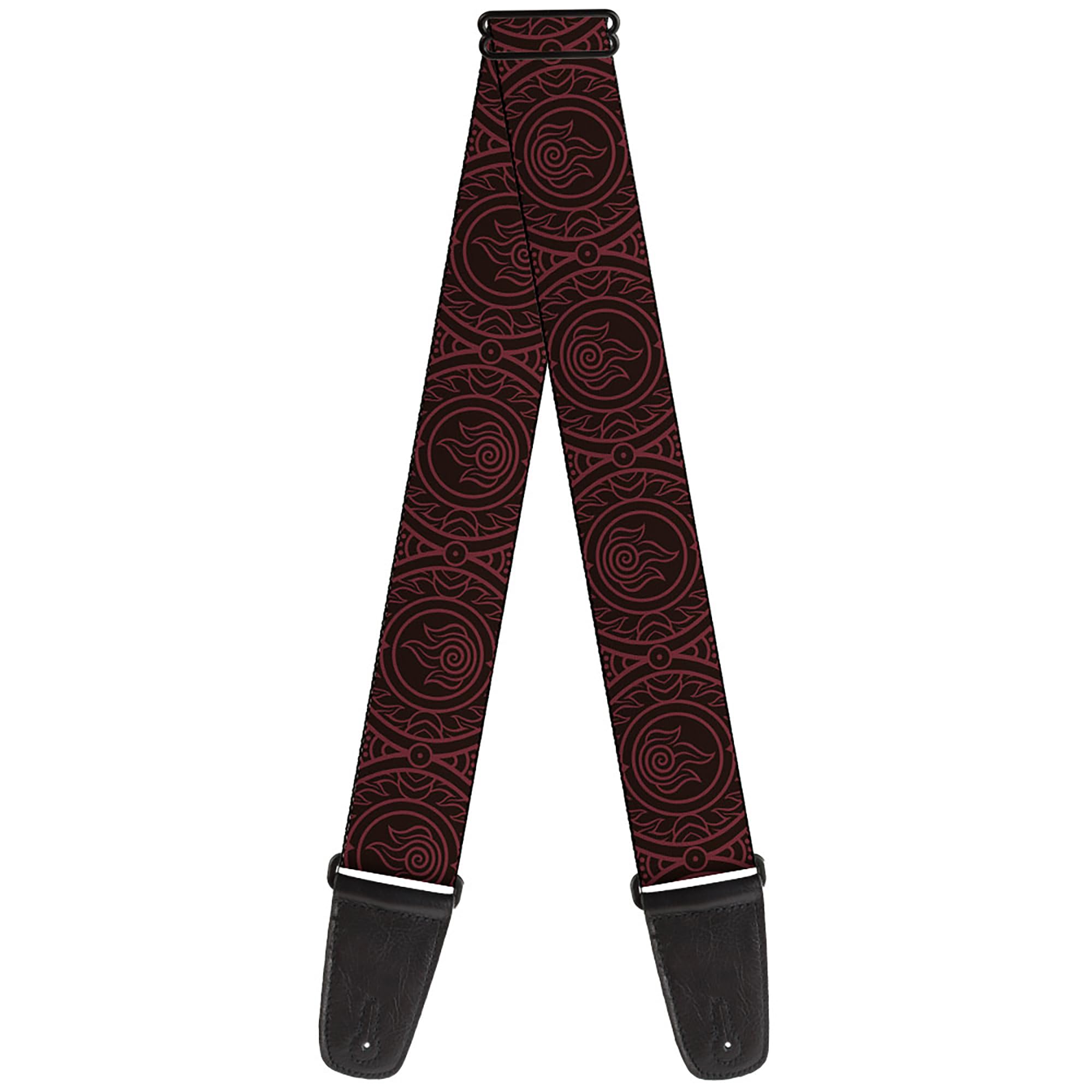 Nickelodeon Guitar Strap, Avatar Last Airbender Fire Element Symbol Black Red, 2 Inches Wide, Black, 2" Wide - 29-54" Length