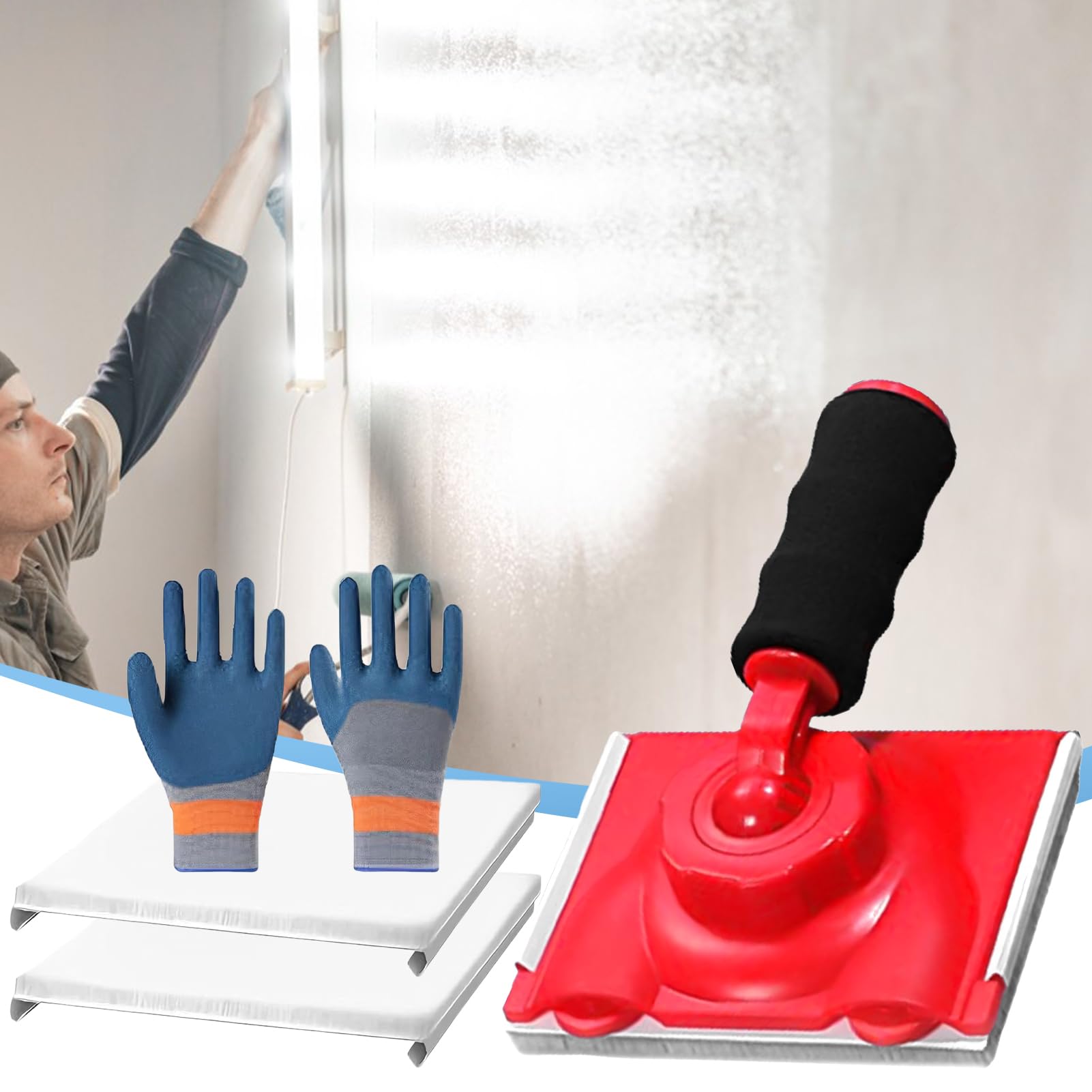 Strumento Per Pittura Angoli Per Soffitti, Strumento Ergonomico per Angoli e Bordi, Con Cuscinetti e Guanti Sostituibili, Attrezzi Multifunzionali per Pittura Interni e Riparazione Superfici