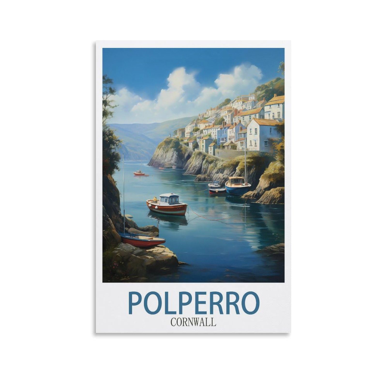 Zbbggoz Unframe-Style Polperro Cornwall Vintage Travel Posters 08X12inch(20X30cm) Canvas Wall Posters And Art Picture Print Modern Family Bedroom Decor