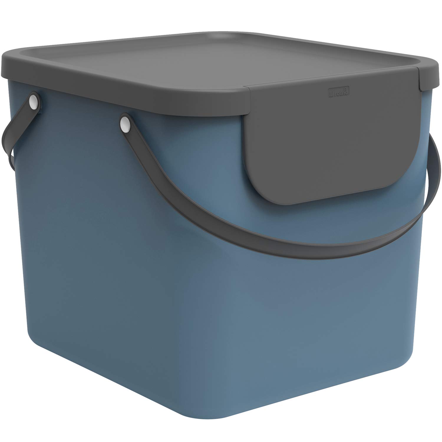 Rotho Albula Waste Separation System 40 L for the Kitchen, Plastic (PP) BPA Blue/Anthracite, 40 L (40.0 x 35.8 x 34.0 cm)