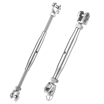 Acrux7 2 Pack 3/8 Inch M10 Turnbuckles Jaw and Jaw Stainless Steel Turnbuckle Heavy Duty Rust & Corrosion Resistance Rigging Screw Closed Body Turn Buckle Tensioner for Cable Wire Rope, Shade Sail