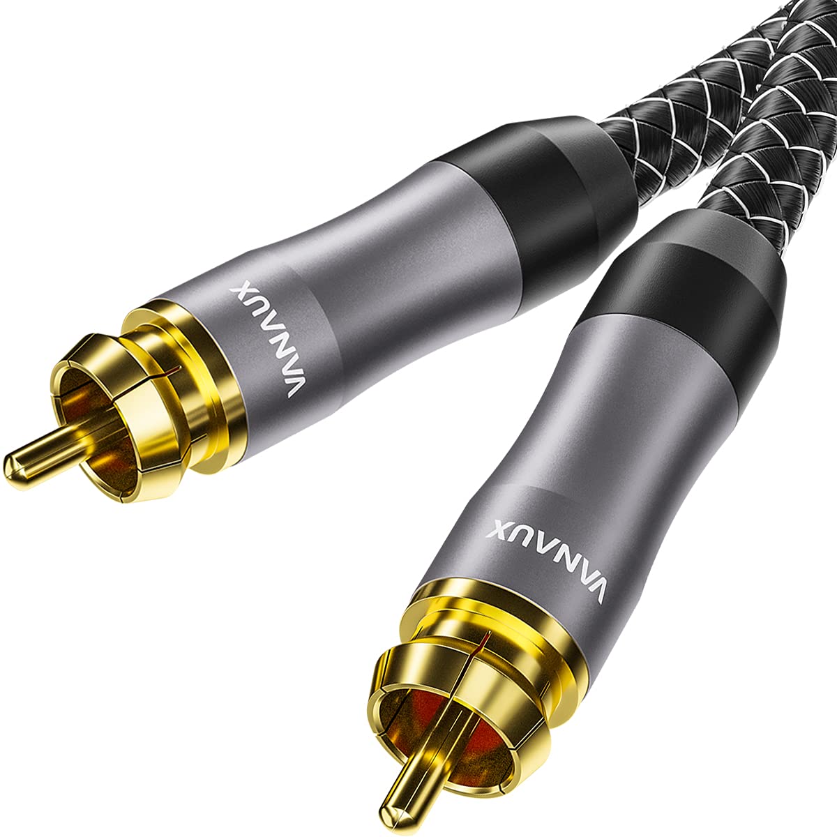 VANAUX Subwoofer Cable, 10ft Digital Coaxial Audio Cable, RCA to RCA Cables,Male to Male Mono [20AWG,Gold-Plated,Braided Jacket] for Home Theater, HDTV, Amplifier Speaker Soundbar(3m/10ft)