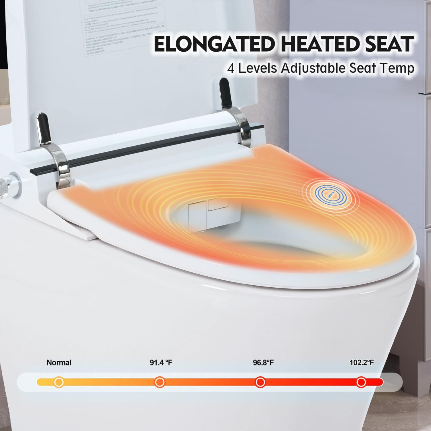 Heated Seat Smart Toilet Without Bidet Ceramic White Adjustable Temp Heated Seat Bathroom Use Comfortable Design