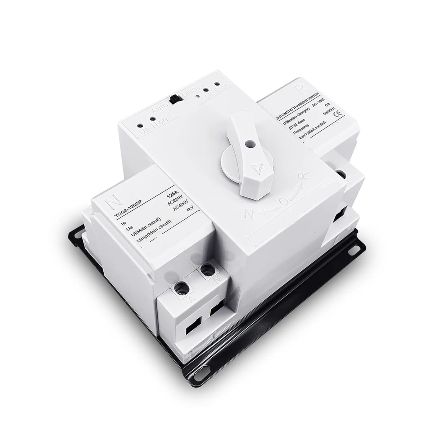 2P 125A 230V MCB Type Dual Power Automatic Transfer Switch TOQ3-2P/125 PV Power Generator 1Pcs