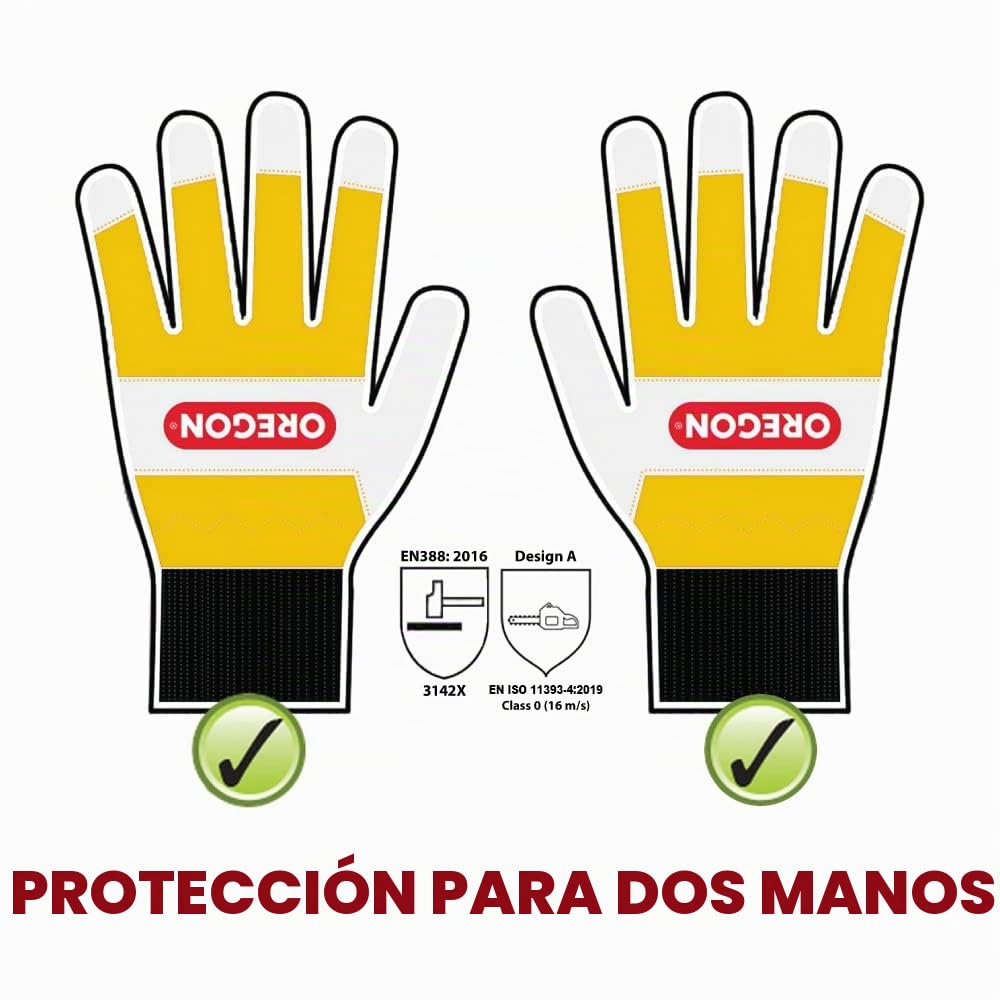 Oregon Yukon Pantalones de Protección Anticorte Clase 1 para Motosierra, Talla L (EU 50-52) (295435/L) & Guantes de Seguridad para Cortar con Motosierra, Piel - 1 Par (L)