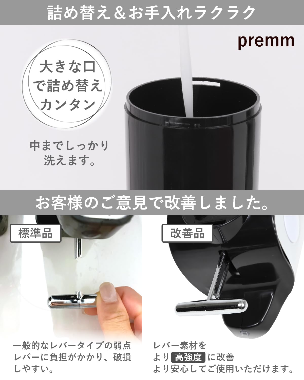Amazon｜【累計10万本出荷】PREMM シャンプーディスペンサー