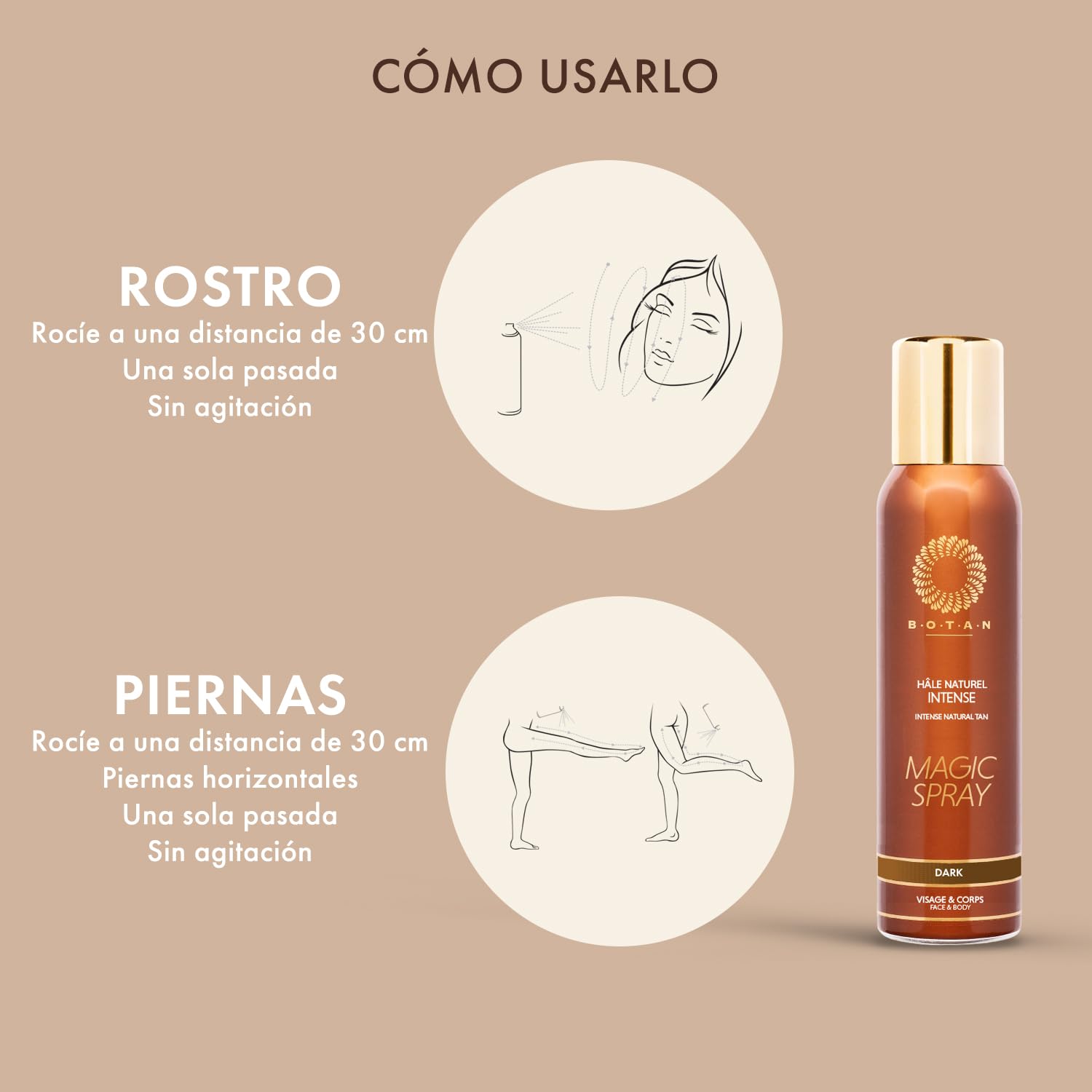 BOTAN Cosmetics – Spray Autobronceador Intenso 125 mL – Bronceado Natural y Radiante – Fórmula Vegana sin Alcohol