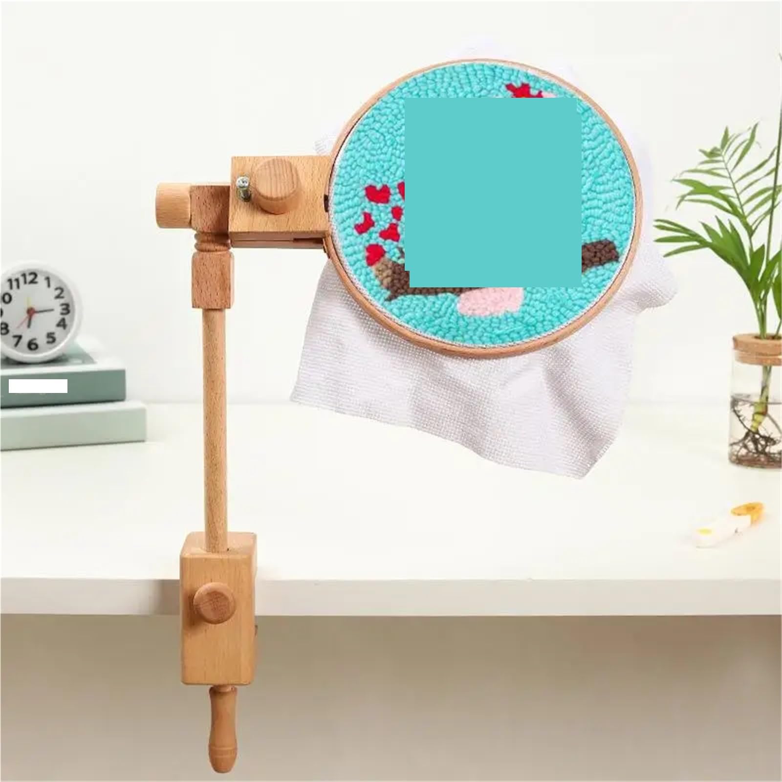 Ramka do haftu krzyżykowego, Drewniany stojak na tamborek z możliwością regulacji obrotu o 360 stopni do haftu krzyżykowego wielokolorowego(01-with 15cm Hoop)