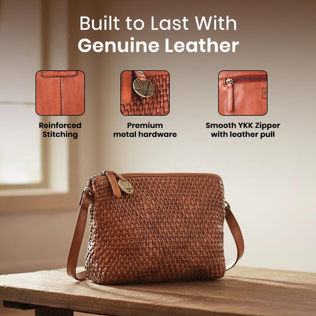 Genuine Leather Crossbody Sling Bag for Women - Trendy Casual Office Bag with Adjustable Strap - Image 5