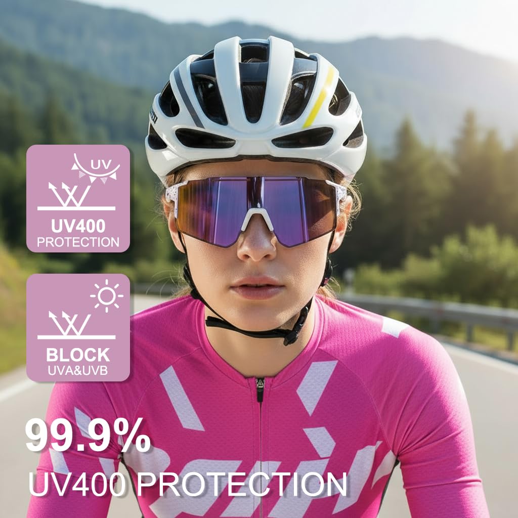 OULAIQI Occhiali da sole da ciclismo per uomo e donna, occhiali da baseball, 1 lente, Viola, L