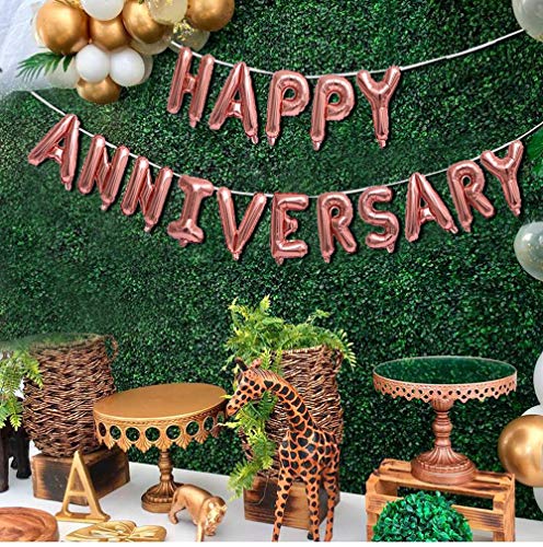 Image of AMFIN Happy Anniversary Balloons for Decoration Anniversary Celebration Balloons Bedroom, Room Decorating Items Marriage Theme Decorative Foil Balloons for Anniversary - Rose Gold