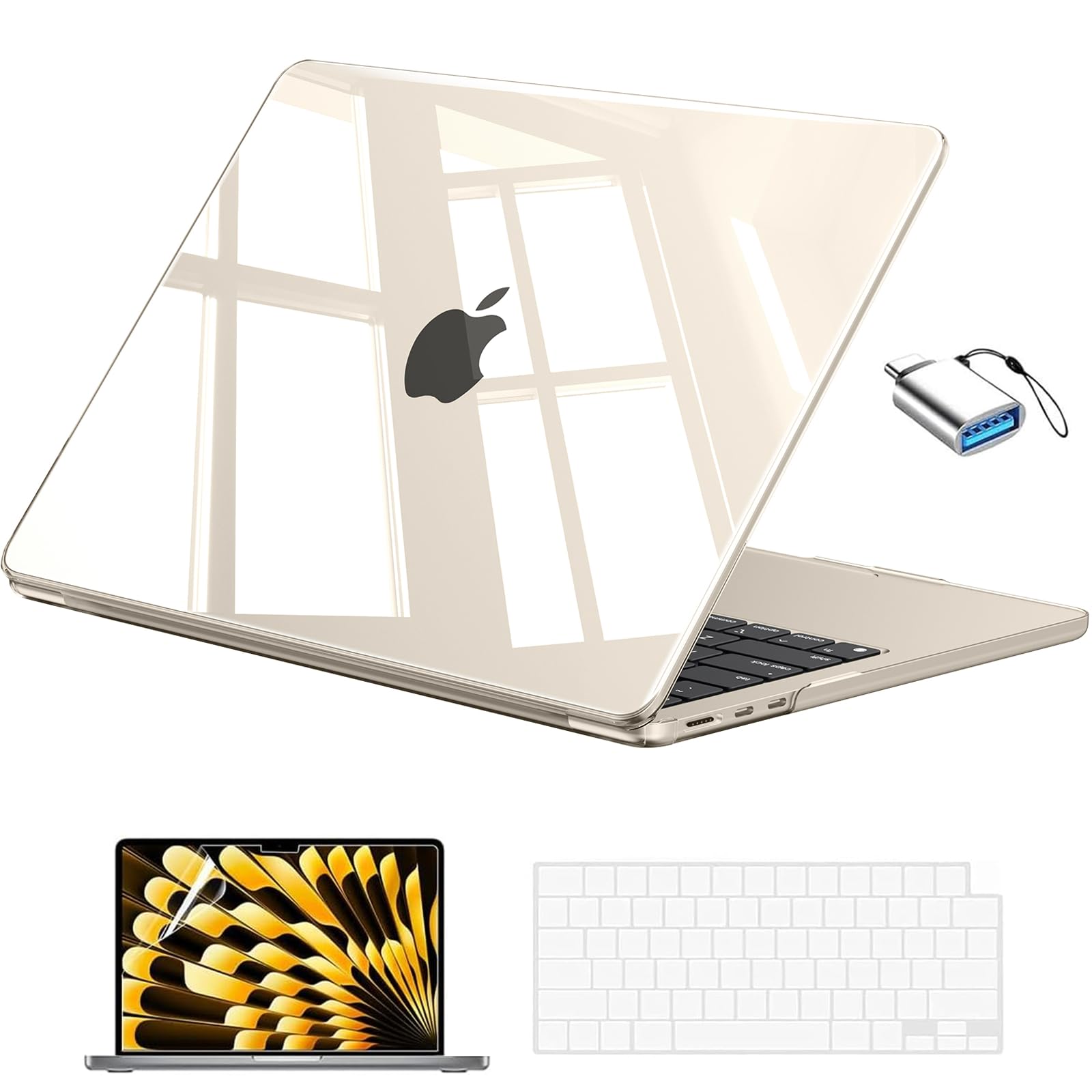 EooCoo for MacBook Air 13 inch Case M5/M4/M3/M2 2026-2022, Starlight