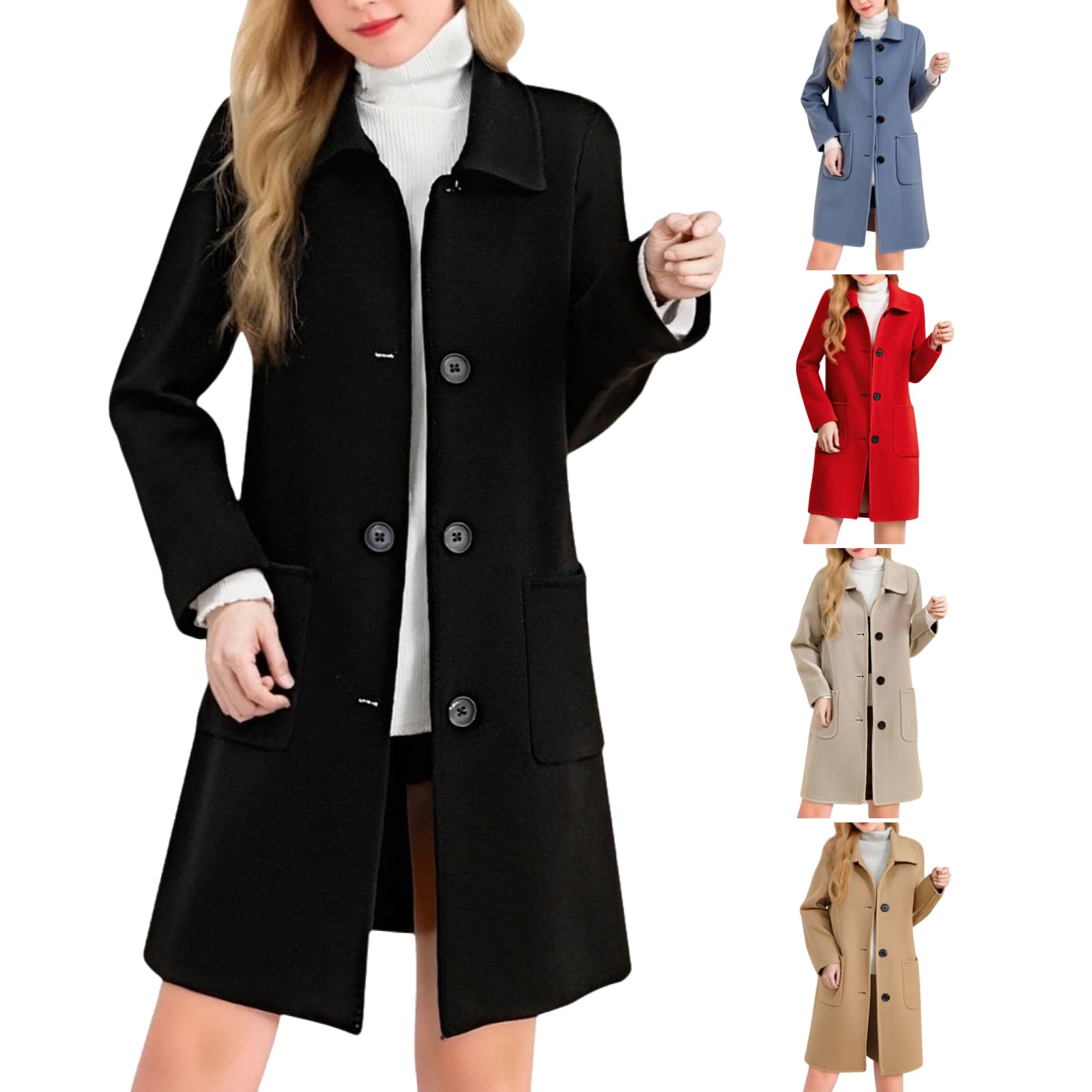 Trench Coat Women Lapel Single Breasted Long Coats Casual Mid Length Jackets Fashion Warm Winter Outerwear