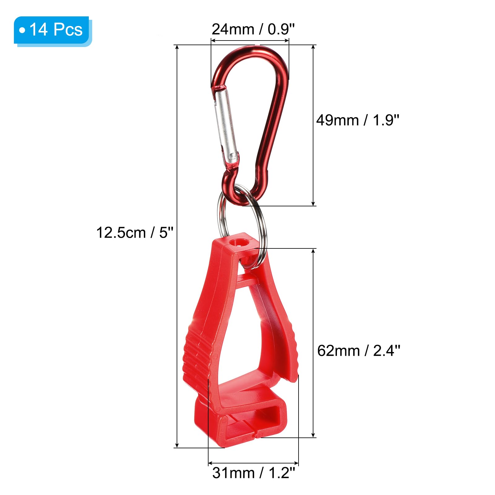 PATIKIL Glove Clips, 14 Pack Gloves Holder Clip Glove Belt Keeper Work Gloves Grabber Helmet Hanger for Construction Worker Red - Image 2