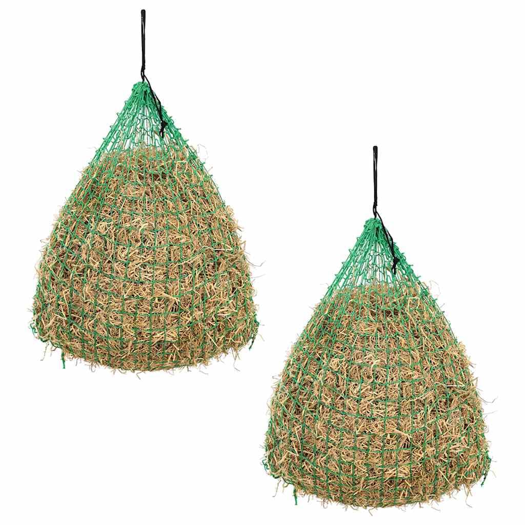 Reti per fieno, rotonde, 0,75 x 0,75 m, in 100% polipropilene, 2 pezzi, resistenti alle intemperie, ideali per cavalli, pony, stalle e pascoli, con maglie da 45 mm per dosaggio di mangime e