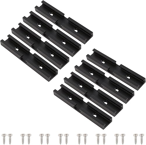 8 piezas de intersección en T para carpintería con tornillos, perfil de plantilla de doble corte universal en T, color negro