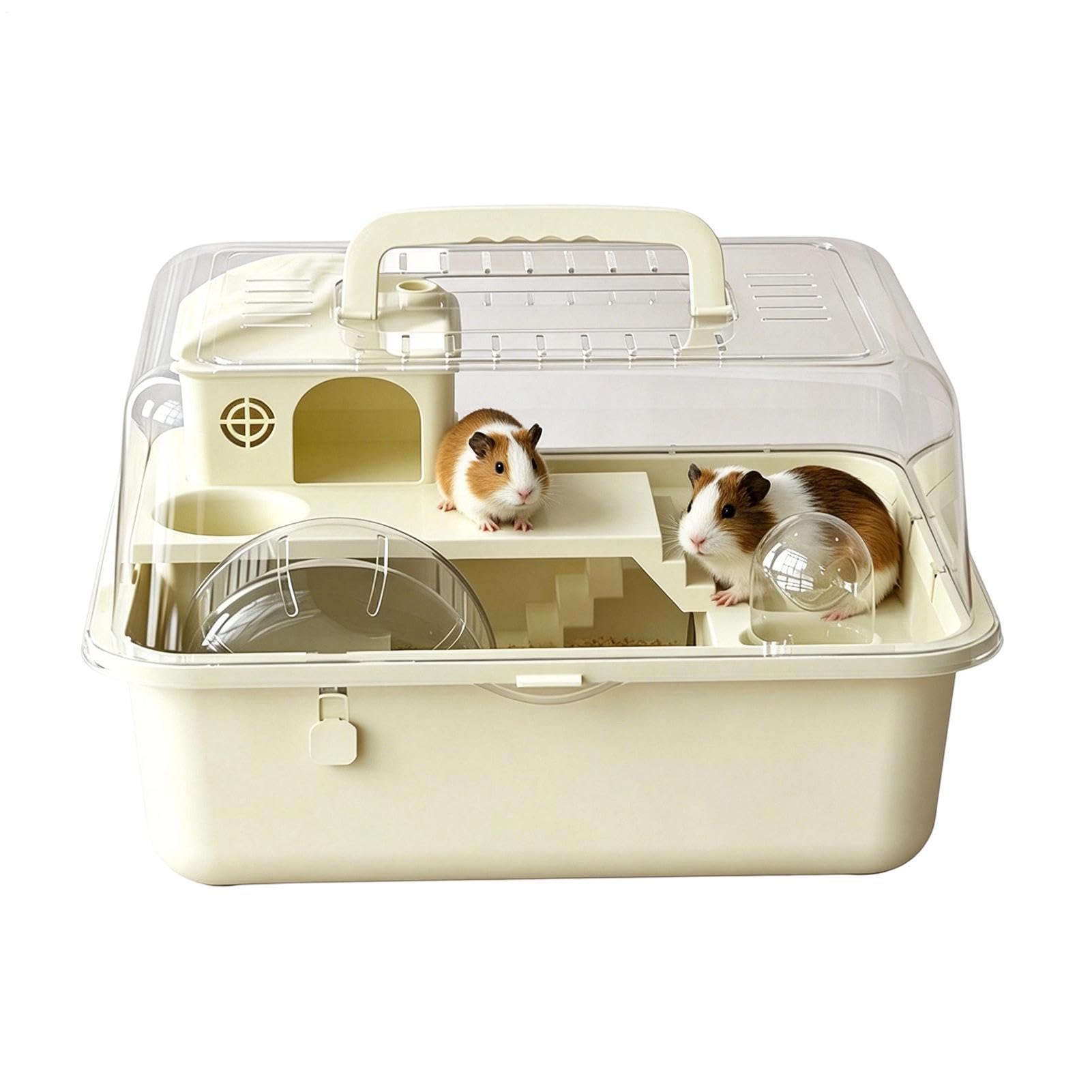 Gabbia Per Criceti | Con Ruota Da Corsa E Recinto Trasparente | Gabbia Trasparente Piccoli Animali Da 30 Cm,Per Criceti Nani E Siriani, Ricci, Piccoli Animali, Viaggio, Esterno E Uso Domestico