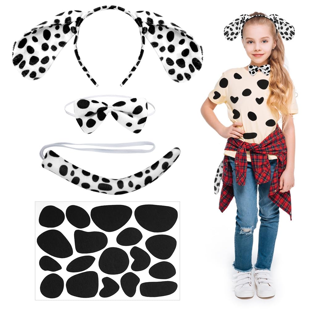 ACWOO Dog Ears Costume for Kids, 4 PCS Animal Costume Set with Accessories, Animal Fancy Dress for Kid, Animal Tutu Dress for Kids Girls Carnival Cosplay Christmas Party