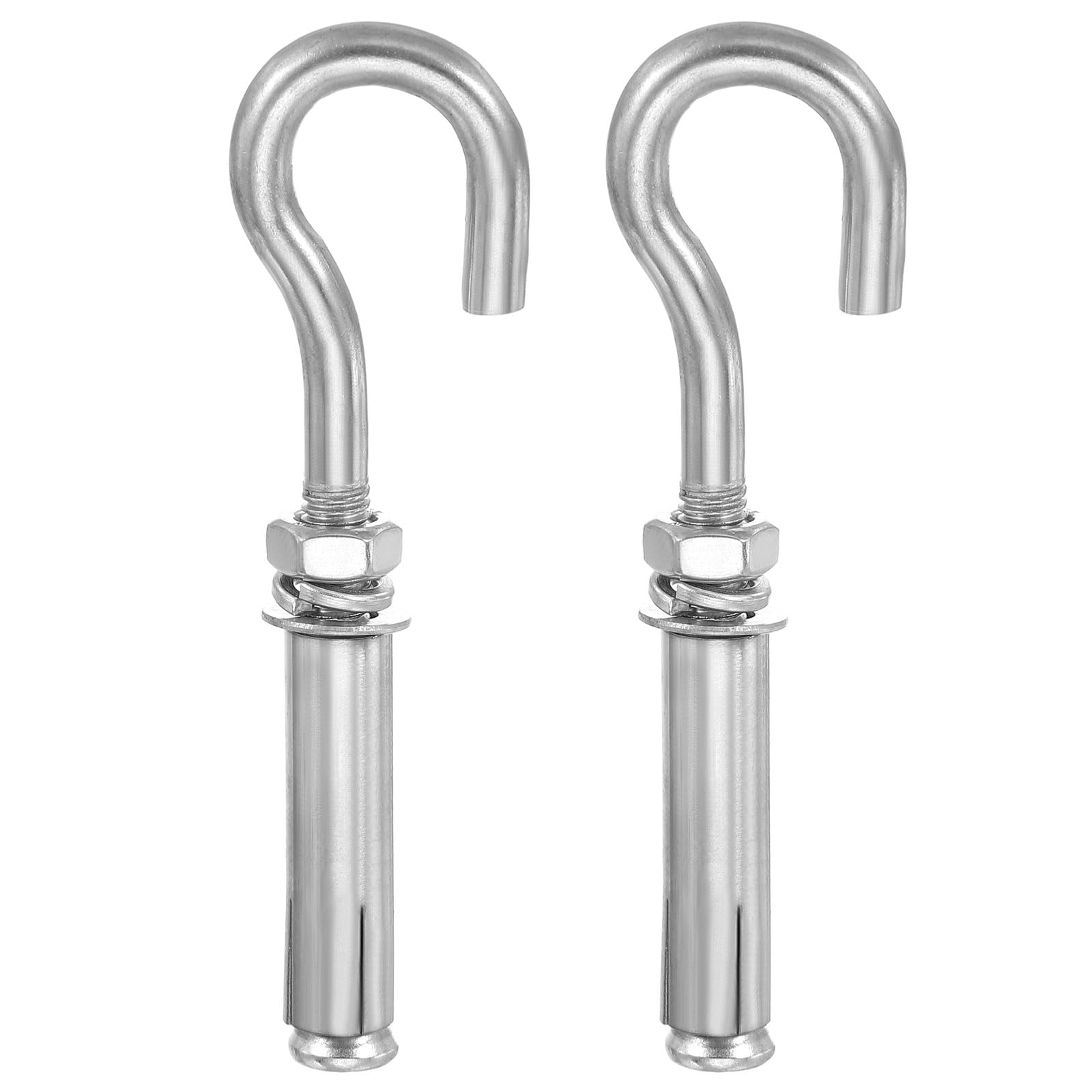 MECCANIXITY Concrete Wall Hook M8x115mm, Expansion Shoulder Eye Bolts Open Cup Hook 304 Stainless Steel for Indoor Outdoor Ceiling Concrete Walls, Pack of 2