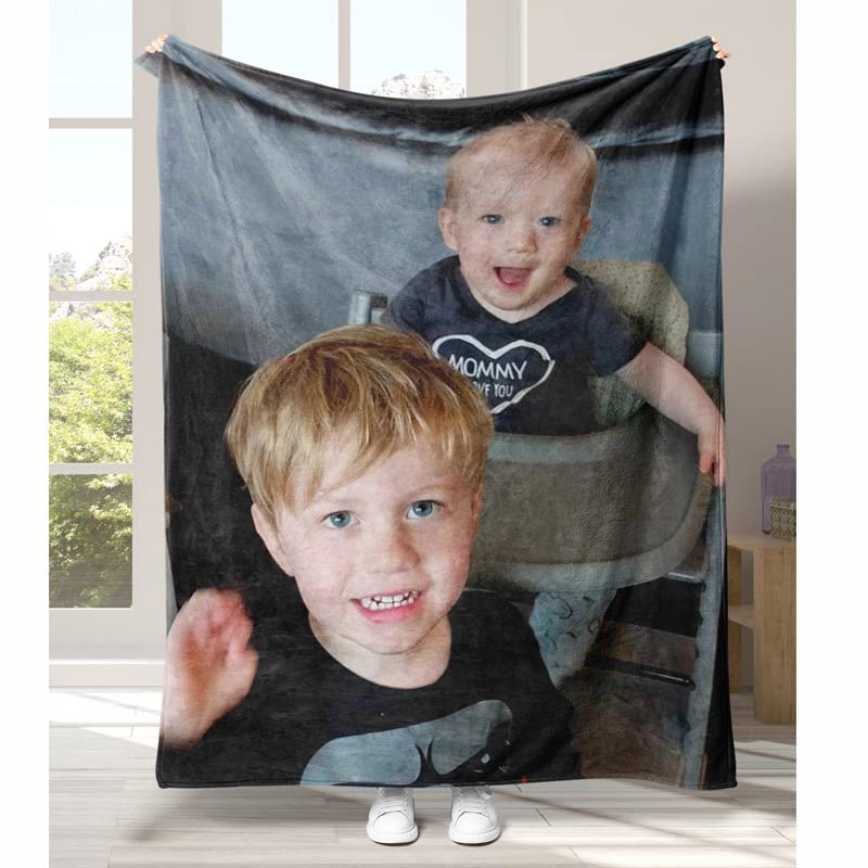 guk Personalised Fleece Blanket from Photo Collage for Kids or Adults,Customised Pet Flannel Blankets with Picture for boys girl,Family Birthday Gift (60 X 80 Inch(150cm X 200cm))