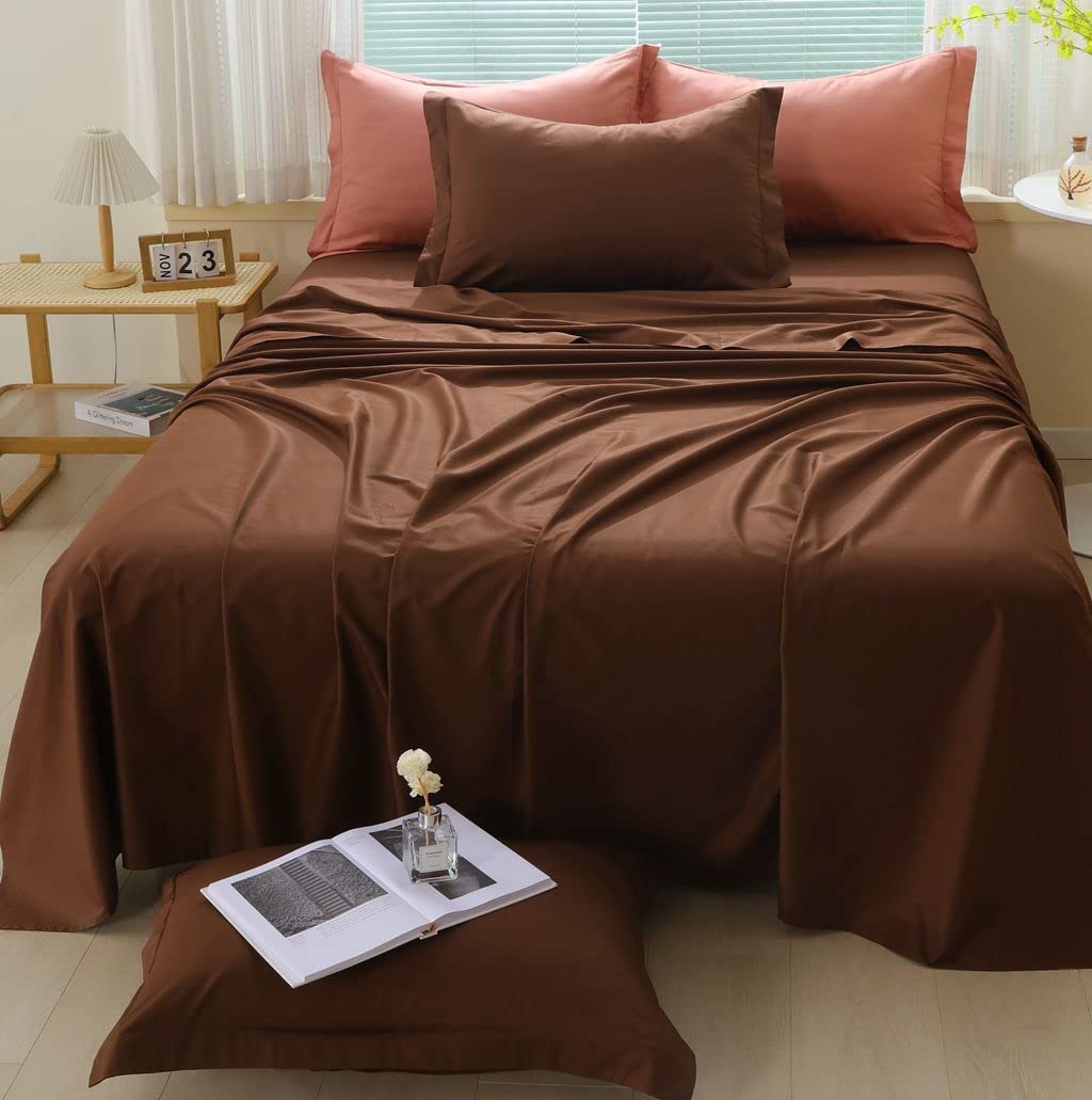 Queen Size Oxford Style Pillow Shams, Set of 2, 100% Natural Cotton, Breathable, Silky, Skin Friendly, Comfortable, Luxurious Hotel Pillowcases - Milano Luxury Collection (Cappuccino, Queen)