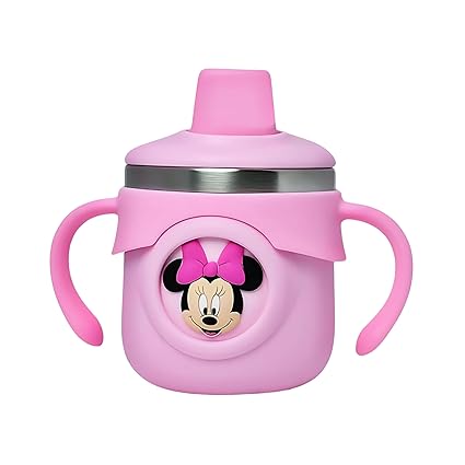 BADAL Kidz Stainless Steel Insulated Hot & Cold Sipper Bottle for Kids | Sipper Cups | Travelling Water Bottle for Kids with Straw | Soft Silicone Straw Sipper Cup with Handle (Dark Pink) 260 ml