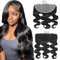 Vista 10 de CHEEON Frontal de encaje HD de 13 x 4 de 12 pulgadas, cabello humano brasileño ondulado con cierre frontal de encaje, 100% cabello humano virgen sin