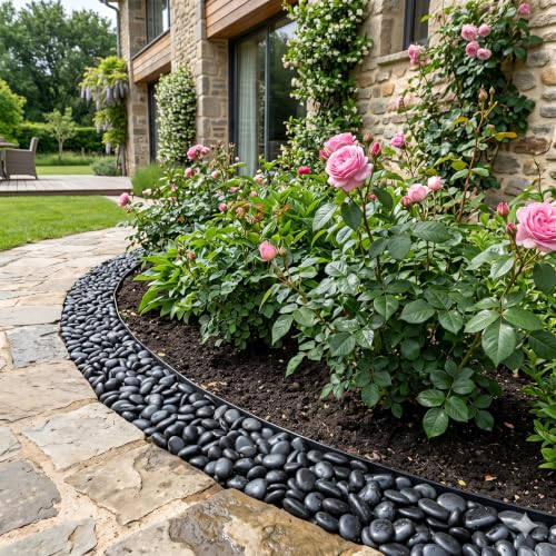 Image of 40 Lbs Black River Rocks - Large Polished Black Pebbles for Plants & Garden Decorative Stones,1-2 inch Polished Pebbles for Landscaping, Fish Tanks, Flower Pots, Water Fountains