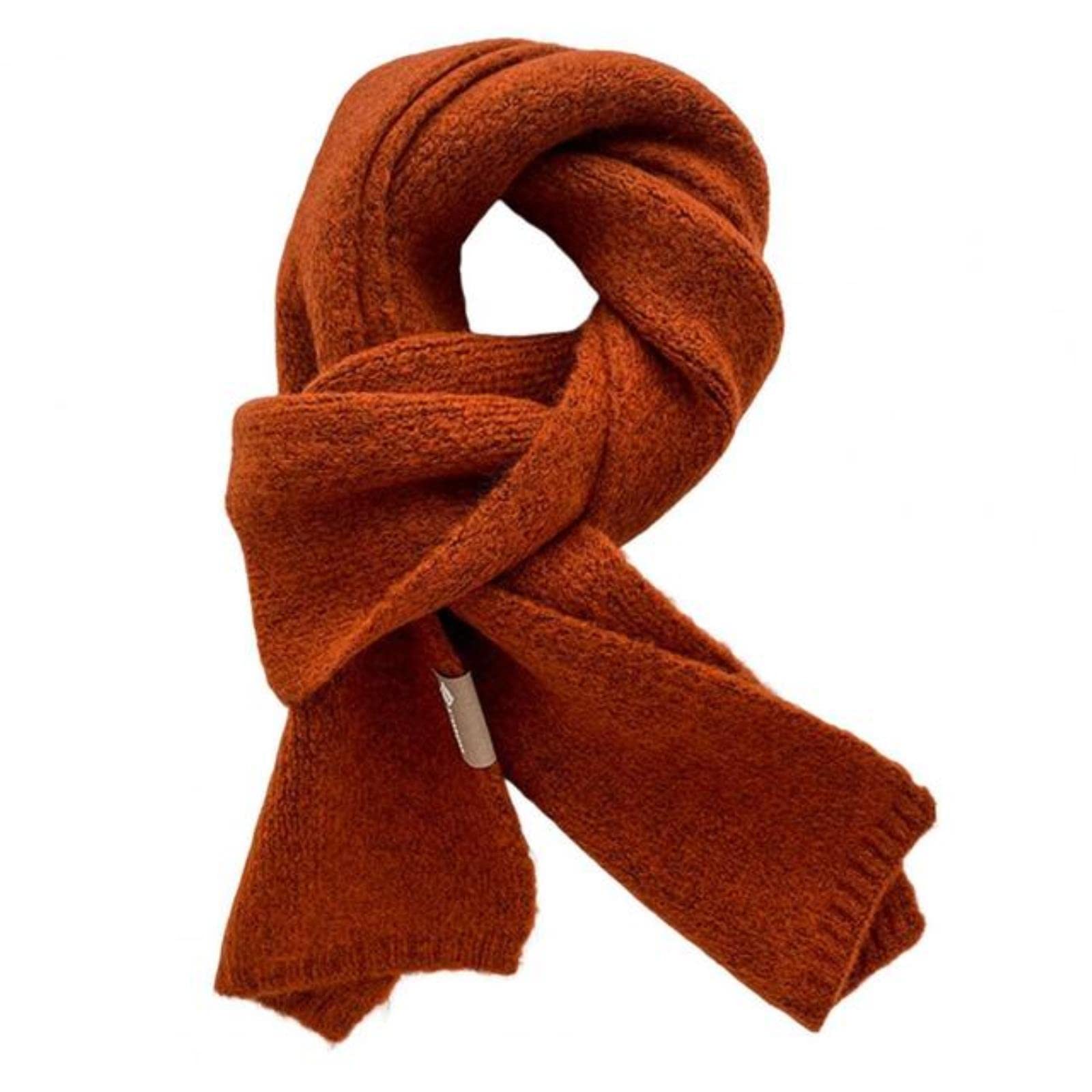 Fashion Solid Warm Cashmere Scarf for Women Winter Design Knitted Neckercheif Thick Woolen Yarn Shawl Neck Wrap