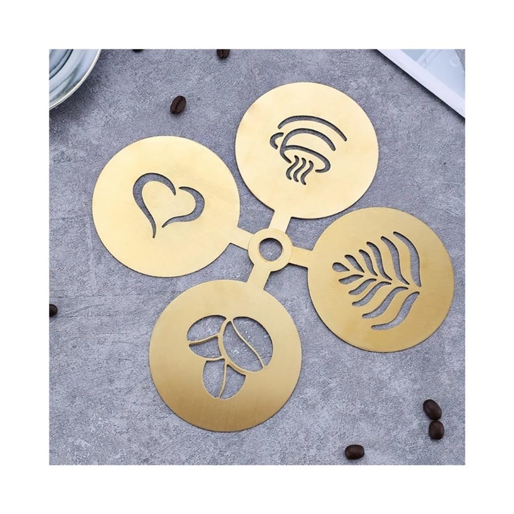 Plantillas de acero para decoración de café, café con leche, capuchino, para decoración de tartas, galletas, pintura en aerosol, molde para hornear para plantilla de barista (negro)