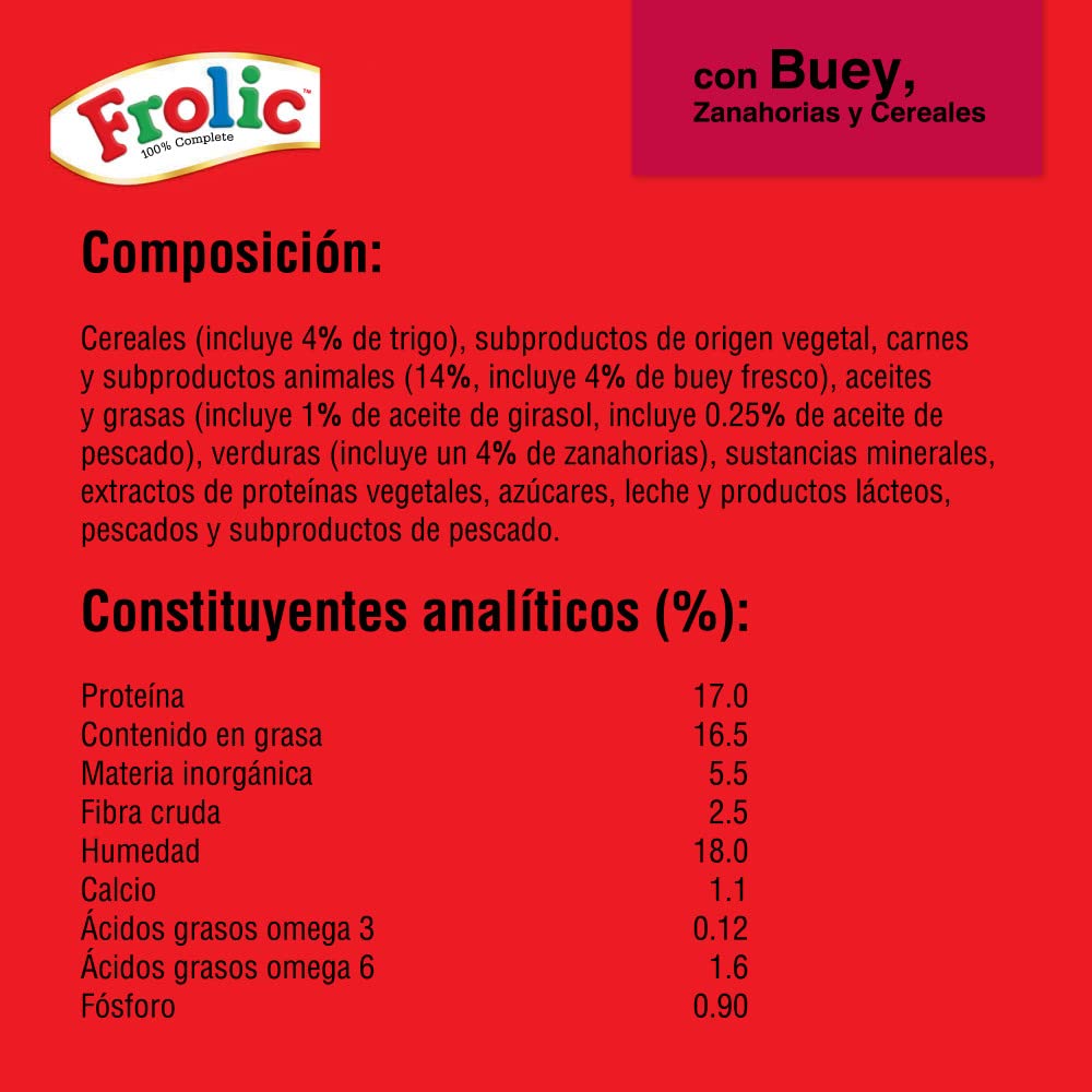Frolic Pienso Semihúmedo para Perros Adultos, Sabor Buey, 1.5 kg (Paquete de 5)