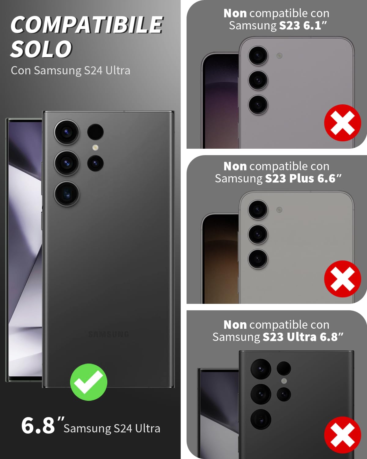 Lanhiem Cover per Samsung S24 Ultra 5G, Magnetica con Anello, 14FT Antiurto Militare Indistruttibile, Protezione Completa del Corpo a 360°con 2 Vetro Temperato, Custodia per Galaxy S24 Ultra, Nero