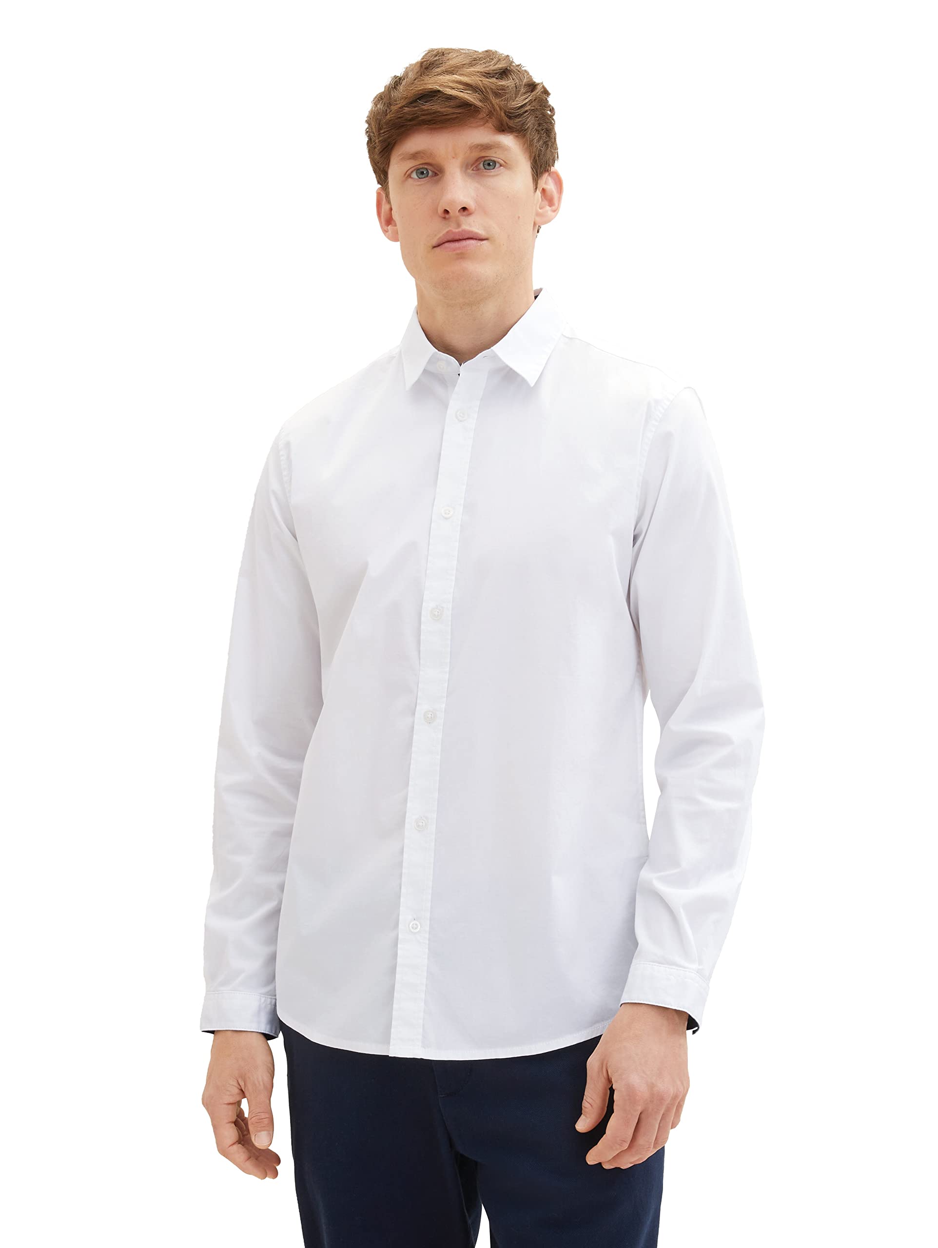 TOM TAILOR Herren Regular Fit Business Hemd mit Stretch, 20000 - White, L