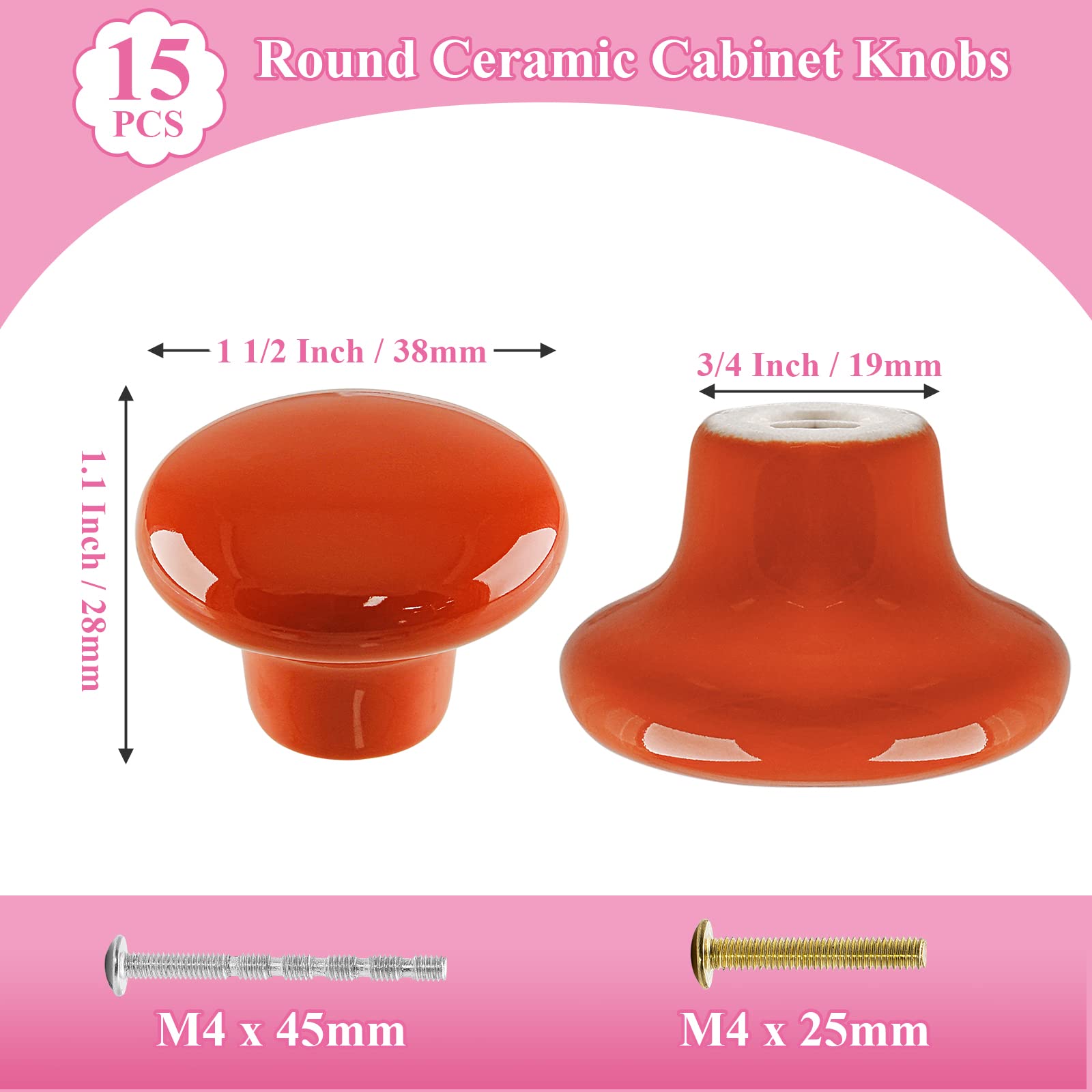 orange dresser knobs Unique Bargains Ceramic Round Drawer Dresser Closet Cabinet Knobs 2 Pcs Orange