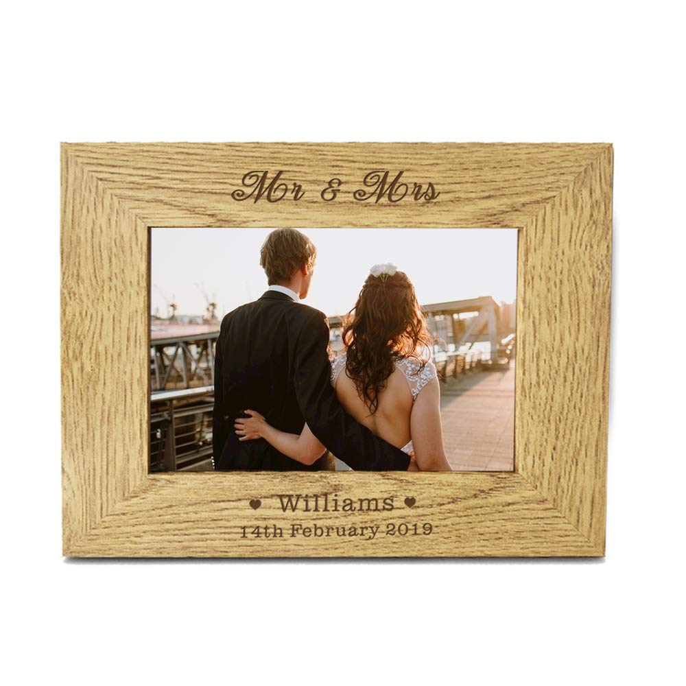 Personalised Engraved 7" X 5" Wood Photo Frame - Personalised Gifts – Family Photo Frame, Wedding Photo Frames, New Baby Gift, Fathers Day Gift, Leaving Thank You Teacher Gifts