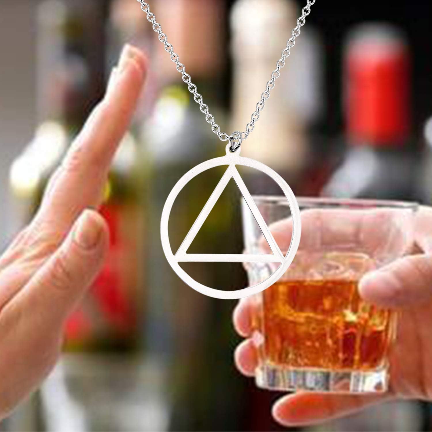 KUIYAI Recovery AA Necklace Keychain Alcoholics Anonymous Gifts for Men Women - Image 7