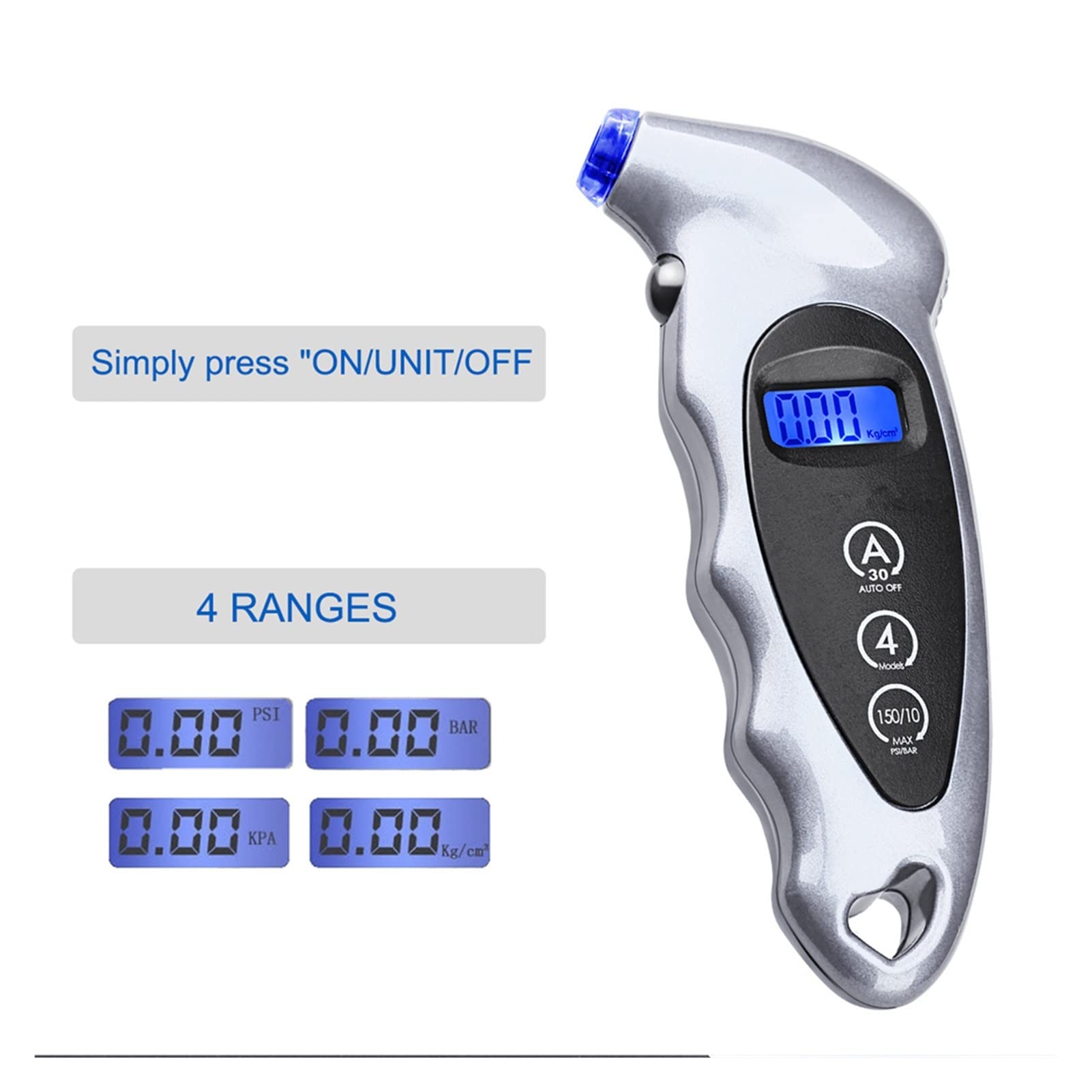 Indicatore di pressione dei pneumatici Retroilluminazione Monitoraggio digitale della pressione dei pneumatici ad alta precisione Misuratore di pressione dell'aria per pneumatici per auto Display LCD