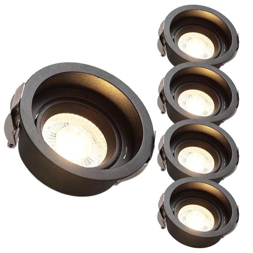 ASerZenith 5 Pack Round Recessed Downlight,5W Led Recessed Fixtures Ceiling Lights, Beam Angle: 24 ° Daylight Retrofit Downlight Eyeball Retrofit Spotlight Simple Retrofit Installation,A-6000K