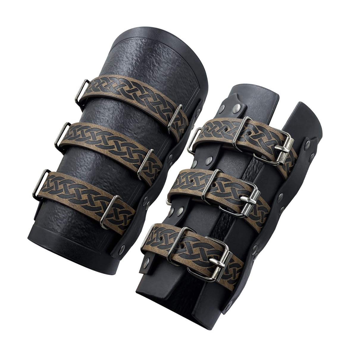 Ausi 1 Pair of Faux Leather Medieval Arm Guard Viking Knight Gauntlet Wristband Renaissance Armor Bracers Black ​