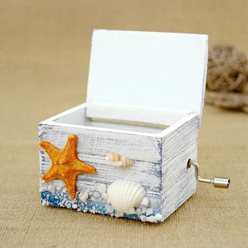 Miniatura 2 de AVEO Caja de música Ocean Musical Box, cajas de música de manivela, caja de música de madera, mini caja de música, caja de música de regalo