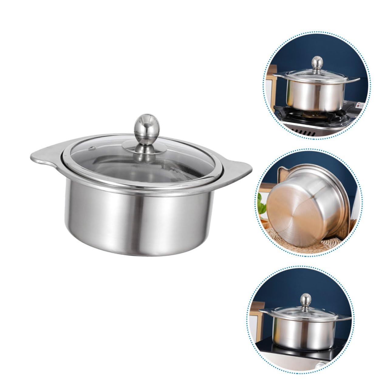 Edelstahl Hotpot 16cm Topf mit Trennwand für Herd