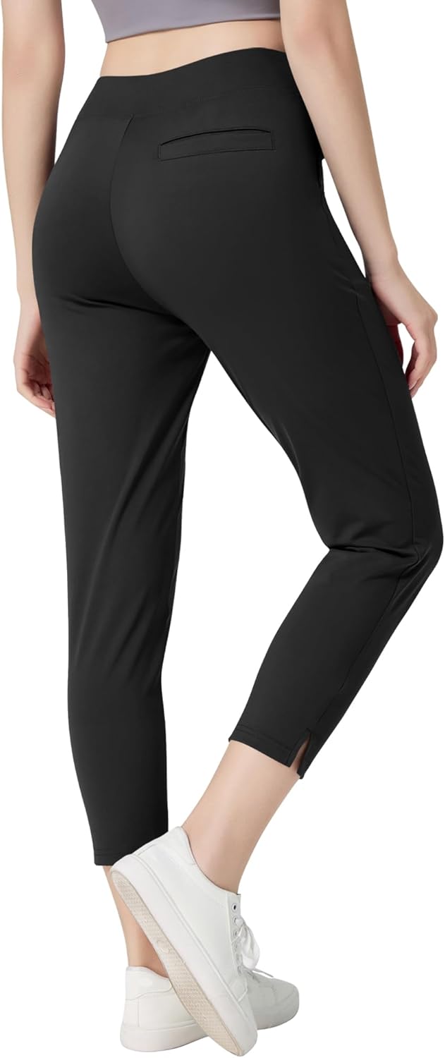 Women’s Business Casual Petite Ankle Pants, 25"/27" Stretch Pull On Golf Pants with Yoga Waist for Office, Travel