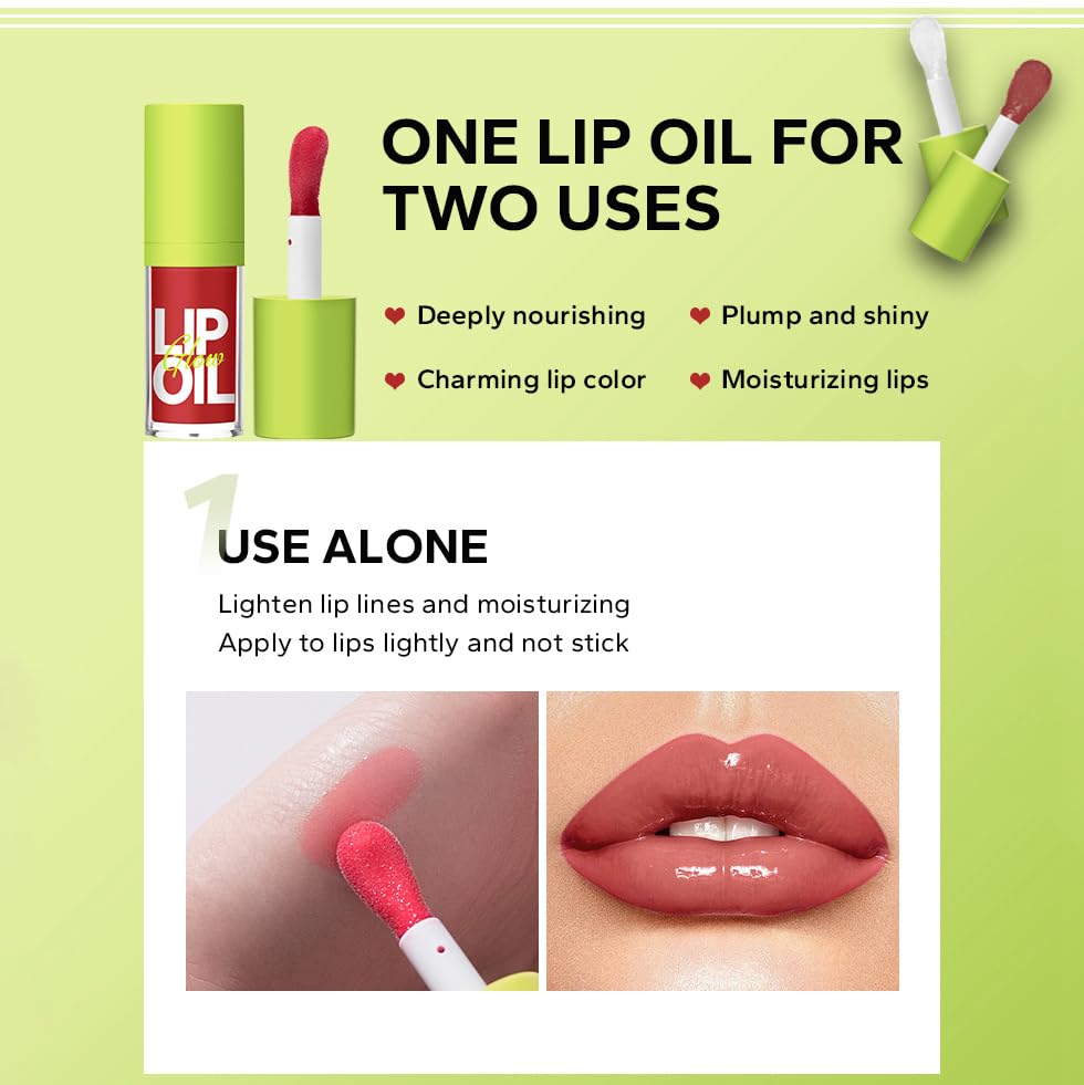 Plumping Lip Oil, Lip Gloss Crystal Jelly Lip Care Oil Moisturizing Lip Gloss Long Lasting Lip Balm, Liquid Lipsticks, Hydrating, Nourishing, High-Shine, Plumps, Smooth lightweight Texture (5#PASSION) - Image 5