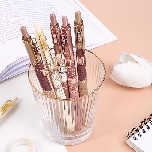 Bolígrafos de tinta de secado rápido, bolígrafos kawaii, bolígrafo de gel retráctil, punta fina de 0.020 in, tinta negra, escritura suave para