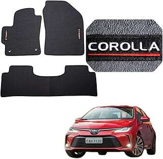 Tapetes PVC Emborrachados para Toyota Corolla 2020-2024 Preto Base Antiderrapante 4mm Espessura 3 Peças Com Logo Bordado Impermeável