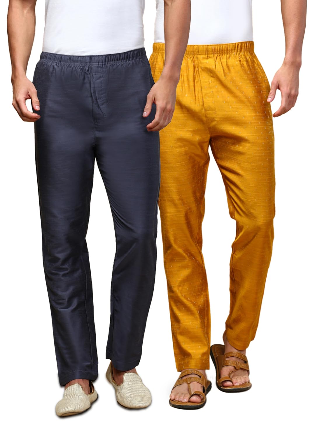 white heart Pack of 2 Mens Viscose Blend Salwar Pyjama Pant | Elasticated Waistband with Inner Drawstring, Button Closure, Side Pockets| Regular Fit Ethnic Wear Churidar Pajama-picture-25