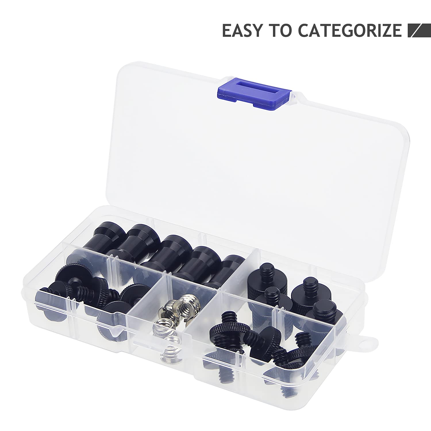 CKANDAY 16 adattatori a vite per fotocamera per treppiede monopiede testa a sfera, da maschio da 1/4 a maschio da 1/4, viti filettate maschio da 1/4 a maschio da 3/8, nero e