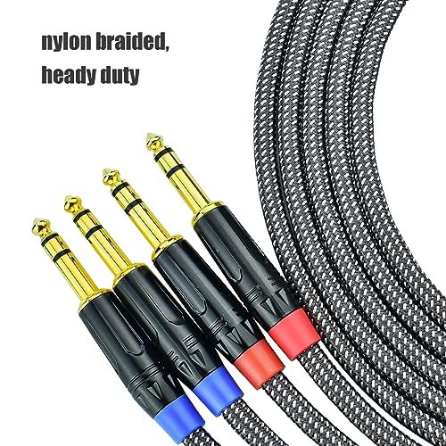 Cable de audio balanceado 1/4 TRS a TRS, 10 pies, pack 2 miniatura 2
