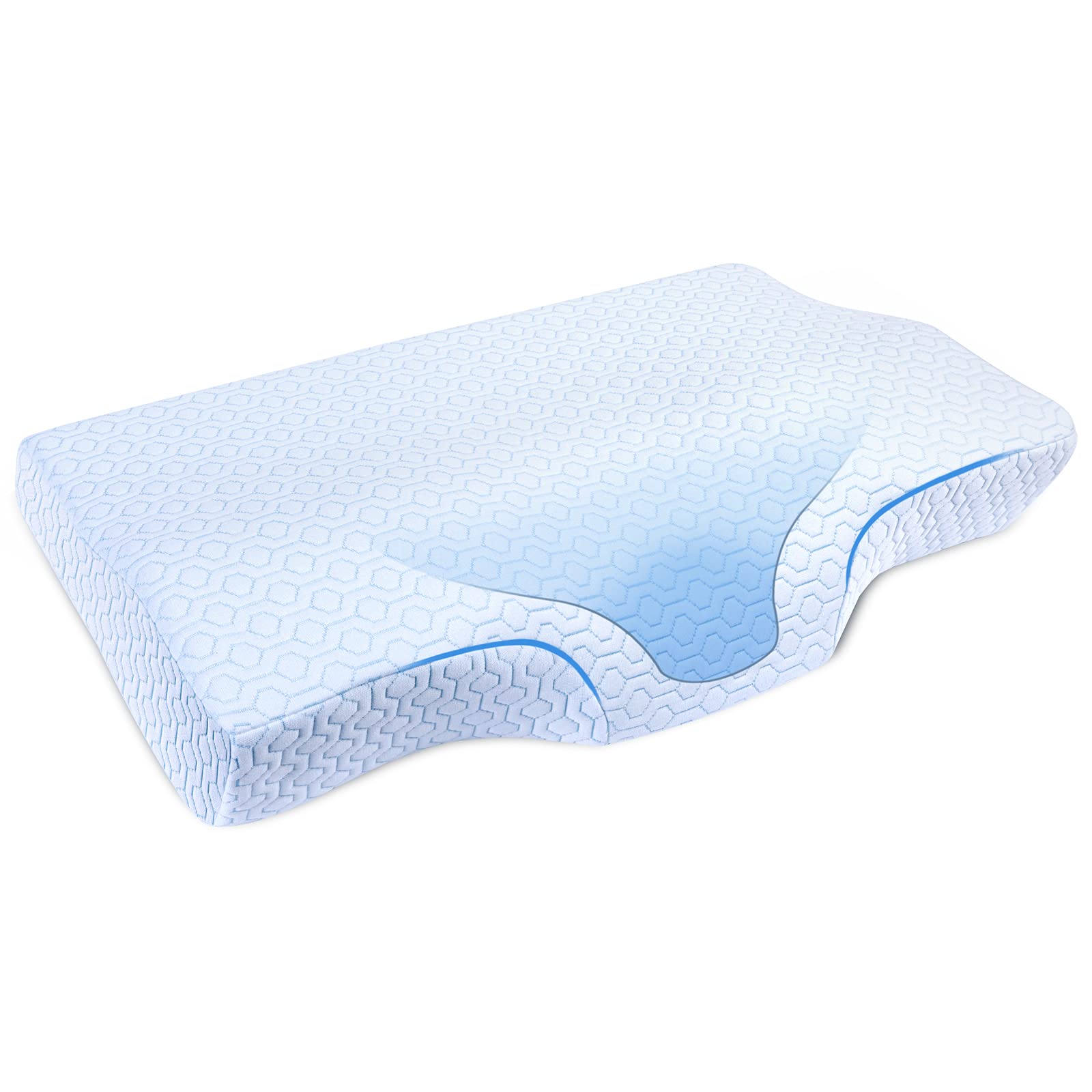 Memory Foam Cervical Pillow for Sleeping, Oxford Street Contour Neck Support Bed Pillow, Breathable and Hypoallergenic, Relieve Neck Shoulder Pain for Back and Stomach Side Sleepers, 25.6"x 15.74"